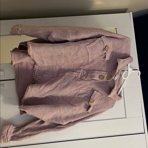 Pink Textured Button-Up Jacket